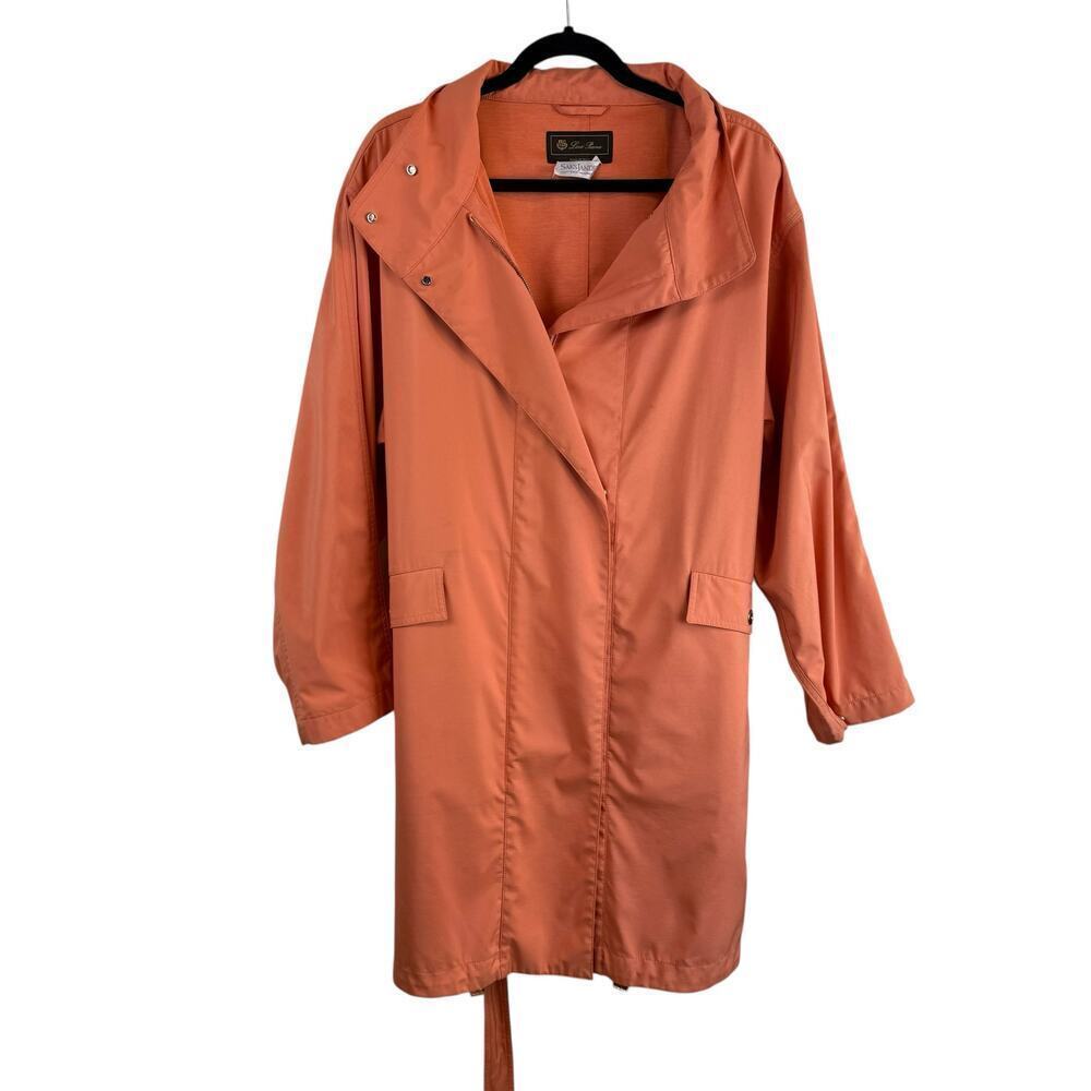 Loro Piana Storm System Cashmere Belted Trench Coat Vintage Italy Made Orange 48